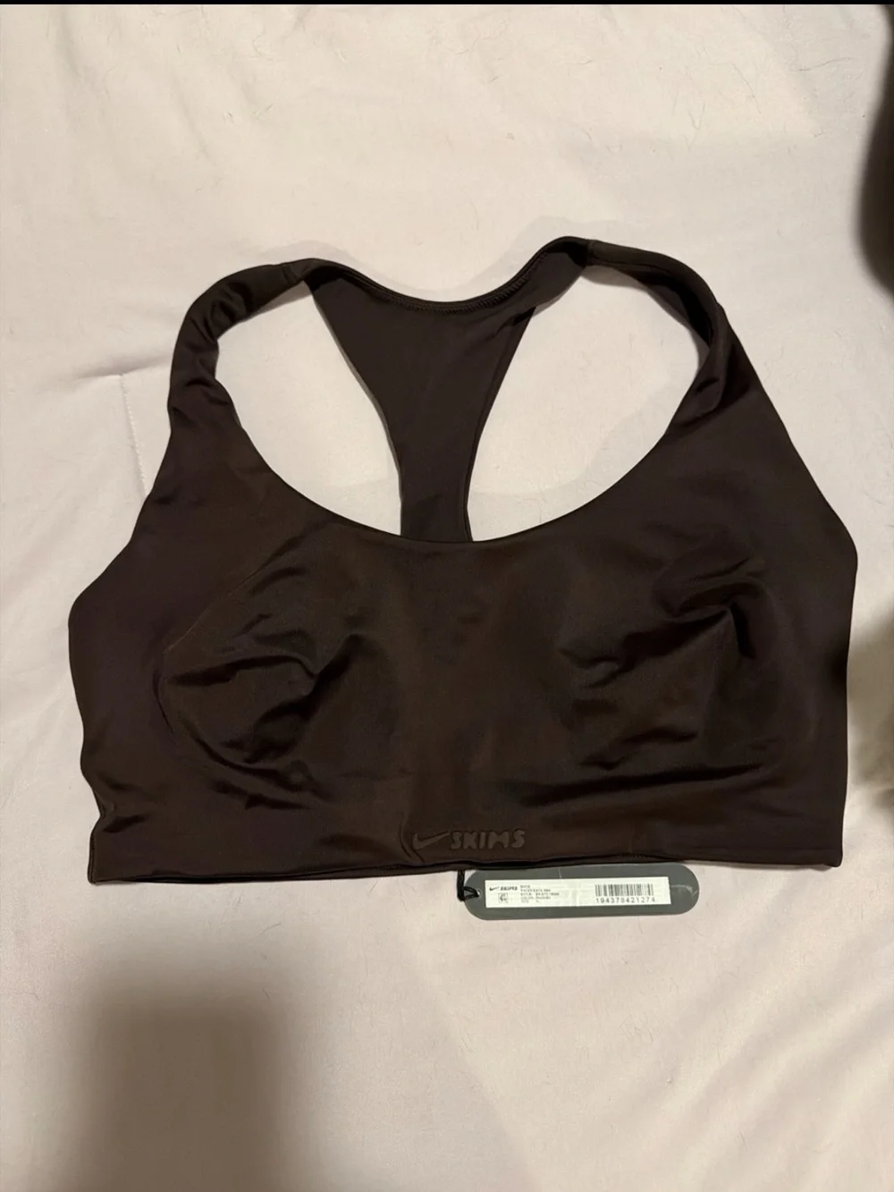 Nike Brown Racerback Sports Bra with Subtle Logo